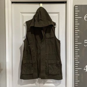 Matty M Women Adjustable Waist Hooded Utility Vest - Olive